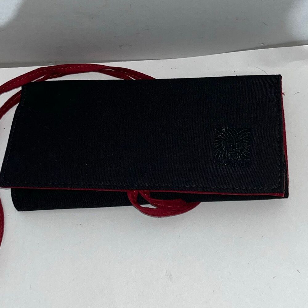 Anne Klein Women's Black Red Velvet Trifold Travel Jewelry‎ Holder Handbag